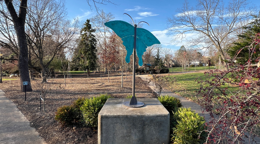 Swallowtail sculpture in Sally Fox Park 900x500
